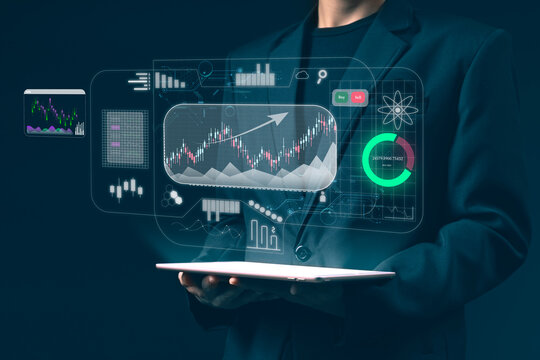 young investor or business man with graphic global network connection and graph chart of stock market investment trading