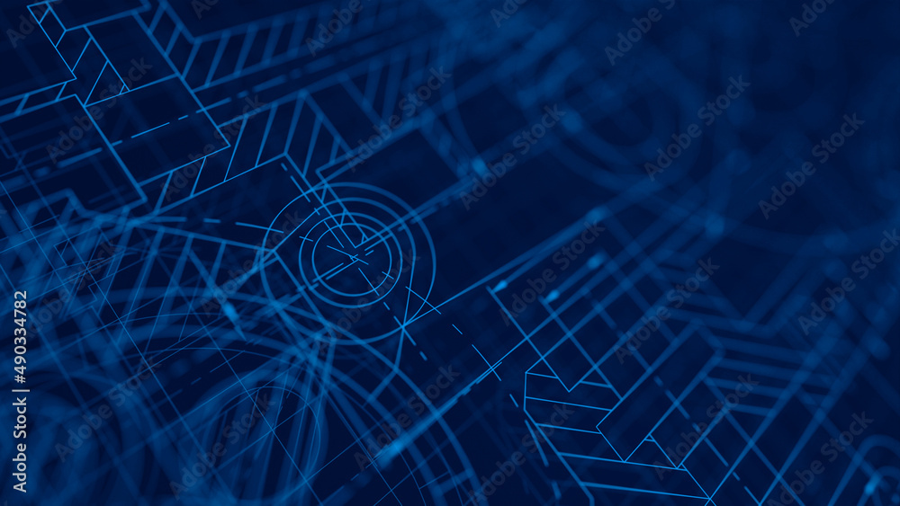 Poster Blueprints engineer technician design drawing mechanical gear engineering Engine factory Industry Industrial technology project abstract presentation cover banner background. 3d rendering.