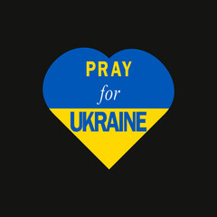 Pray for Ukraine concept banner, Ukraine flag in heart shape.Vector illustration