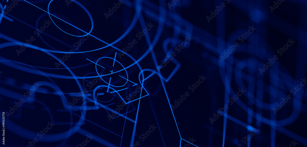 Poster Blueprints engineer technician design drawing mechanical gear engineering Engine factory Industry Industrial technology project abstract presentation cover banner background. 3d rendering.