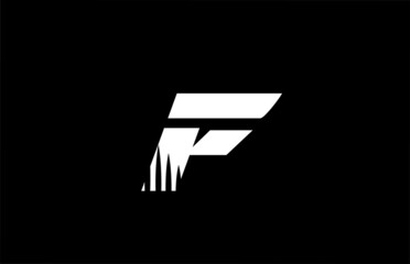 F black and white alphabet letter logo icon with spikes design. Creative template for company and business