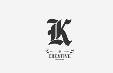 vintage K alphabet letter logo icon design. Creative template for business in white and grey