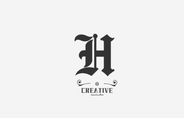 vintage H alphabet letter logo icon design. Creative template for business in white and grey