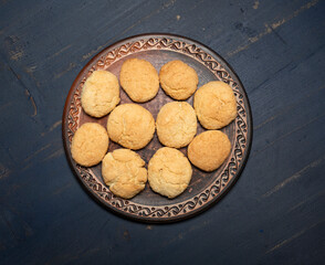 Round pastry cookies on the plate