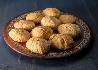 Round pastry cookies on the plate
