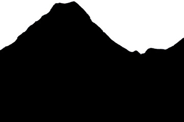 Obraz premium Gasherbrum IV Mountain black profile on white background, minimalist mountain skyline, 2D high contrast silhouette 