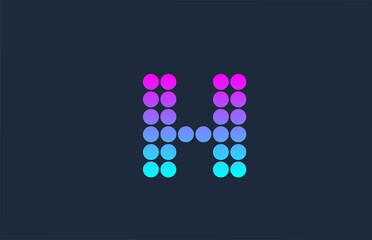 dot H pink blue alphabet letter logo icon design. Creative template for company and business
