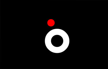 B alphabet letter icon logo design. Creative template for company and business with red dot in white and black