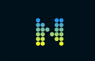 dot N green yellow alphabet letter logo icon design. Creative template for business and company