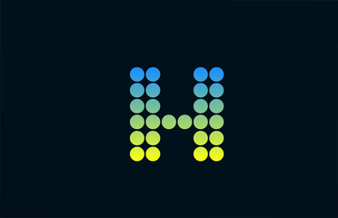 dot H green yellow alphabet letter logo icon design. Creative template for business and company