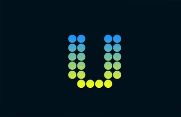 dot U green yellow alphabet letter logo icon design. Creative template for business and company