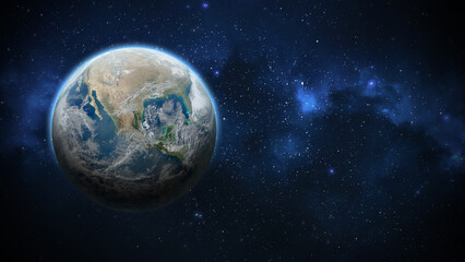 Fototapeta na wymiar Planeta terra visto do espaço construído no photoshop em composição de camadas digital