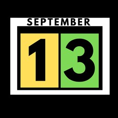 September 13 . colored flat daily calendar icon .date ,day, month .calendar for the month of September , September month