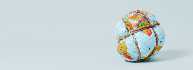 tied earth globe, web banner format