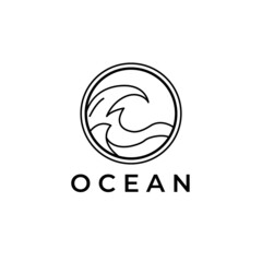line art logo ocean vector design illustration