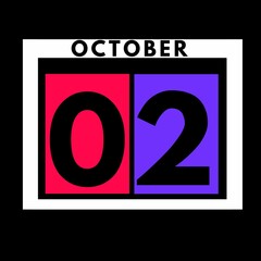 October 2 . colored flat daily calendar icon .date ,day, month .calendar for the month of October , October month