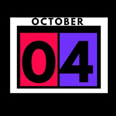 October 4 . colored flat daily calendar icon .date ,day, month .calendar for the month of October , October month