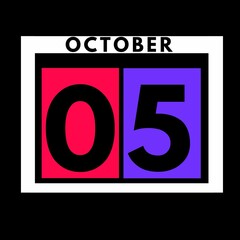 October 5 . colored flat daily calendar icon .date ,day, month .calendar for the month of October , October month