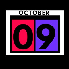 October 9 . colored flat daily calendar icon .date ,day, month .calendar for the month of October , October month