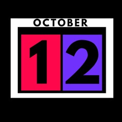 October 12 . colored flat daily calendar icon .date ,day, month .calendar for the month of October , October month