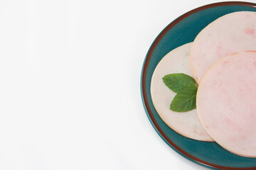 round thin slices of ham sausage