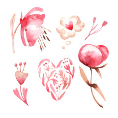 set of hand drawn hearts