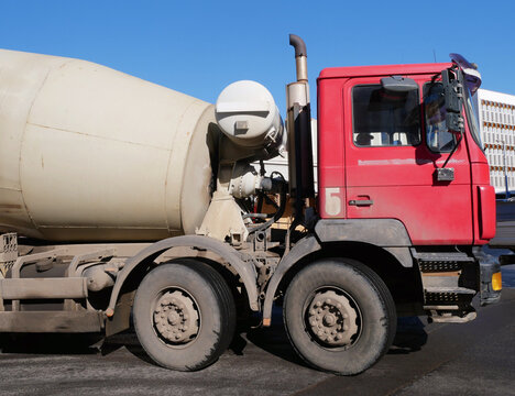 Cement mixer truck on the street