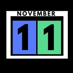 November 11 . colored flat daily calendar icon .date ,day, month .calendar for the month of November , November month