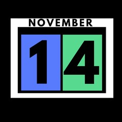November 14 . colored flat daily calendar icon .date ,day, month .calendar for the month of November , November month