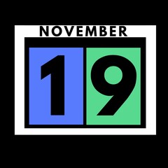 November 19 . colored flat daily calendar icon .date ,day, month .calendar for the month of November , November month