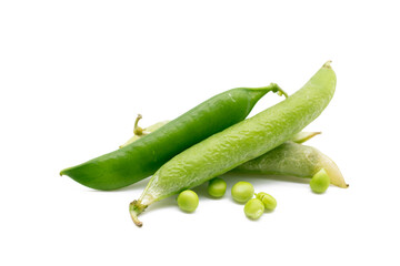 green pea vegetable bean isolated on white background