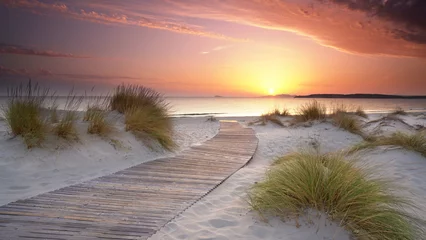Papier Peint photo Descente vers la plage Sonnenuntergang am Meer
