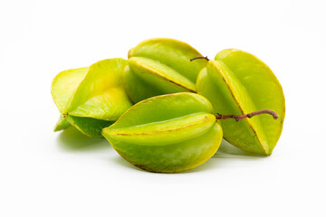 fresh carambola or Star fruit on white background