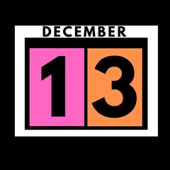 December 13 . colored flat daily calendar icon .date ,day, month .calendar for the month of December , December month
