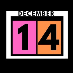 December 14 . colored flat daily calendar icon .date ,day, month .calendar for the month of December , December month