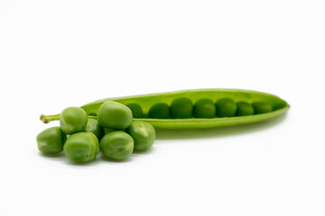 Fresh green pea isolated on white background with clipping path,