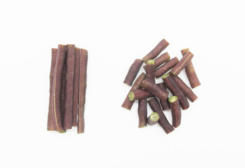 yardlong bean slices isolated on background.