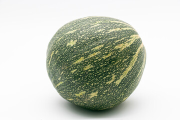 Green pumpkin isolated on white background, healthy vegetable