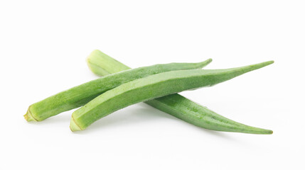 okra or Lady Finger over on white background,vegetable