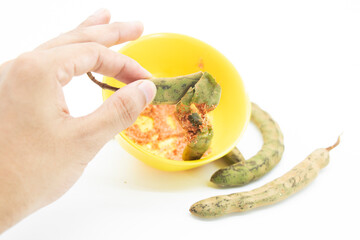 tamarind with chili and salt or spicy isolate on white background