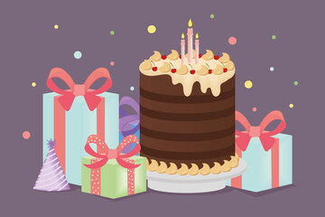 birthday cake with gifts