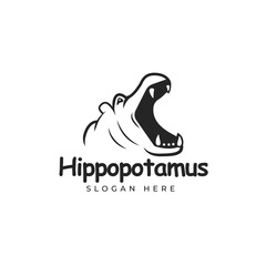 Hippo Silhouette design logo Vector illustration