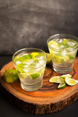 Typical Brazilian cocktail called Caipirinha, Traditional alcoholic drink from Brazil made with fruits and cachaça.