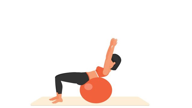 Fitball crunch exercise. Female workout with fitball.