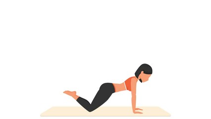 Knee push up exercise. Female workout on mat