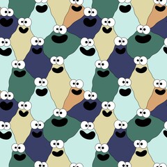 Obraz premium Kids seamless cute monster alien pattern for fabrics and packaging and gifts and cards and linens and wrapping paper