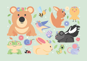 collection spring animals