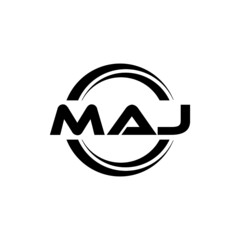 MAJ letter logo design with white background in illustrator, vector logo modern alphabet font overlap style. calligraphy designs for logo, Poster, Invitation, etc.