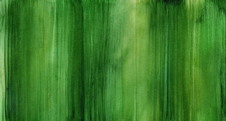 Watercolor green background. Nature green smooth painted strokes on wet watercolor paper.