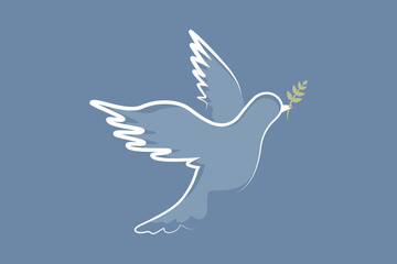 white peace dove on blue background stop war